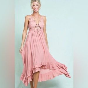 Pink La Miel Boho dress with lace